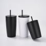 Double-layer Stainless Steel Straw Coffee Cup